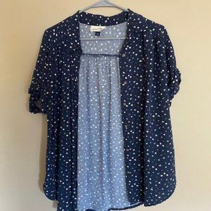 Blue Floral Button Down Blouse